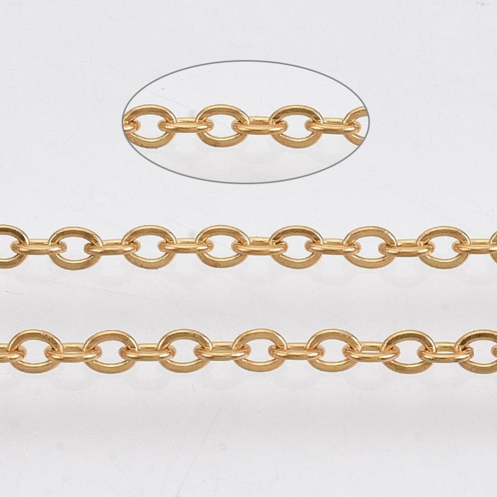 Cadena dorado acero inoxidable 3x2x0.4mm
