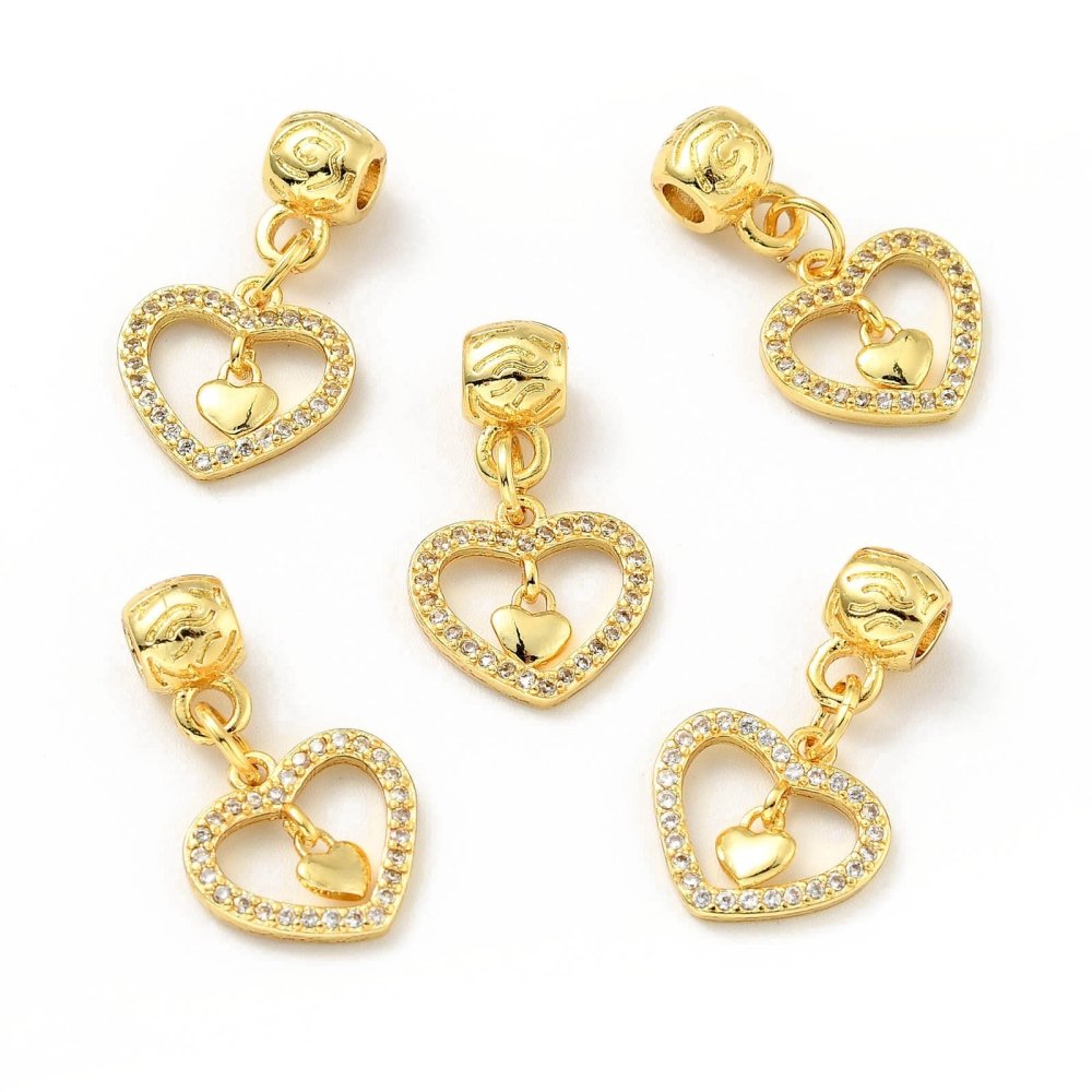 Colgante zirconia corazón dorado