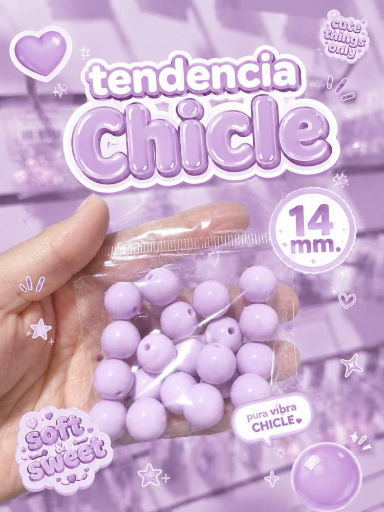 Cuentas acrílicas 14mm lila 20und