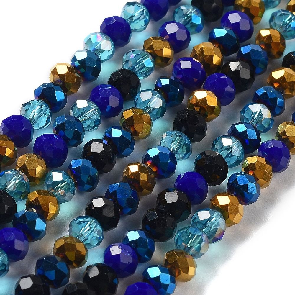Cristal combinado azúl y dorado 6mm