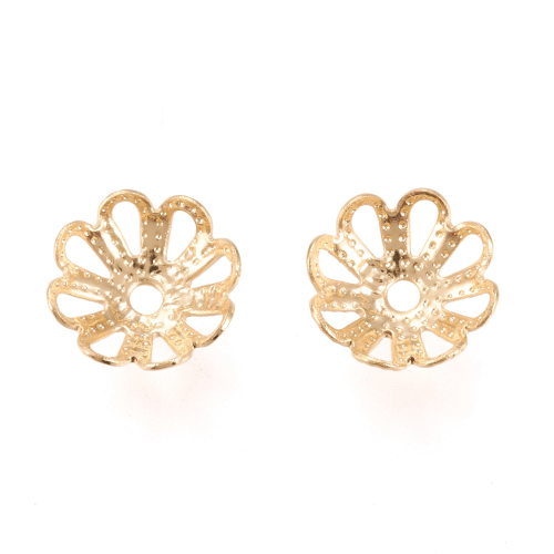 Capuchones Acero de flor dorado 7x7x2.5mm 10und
