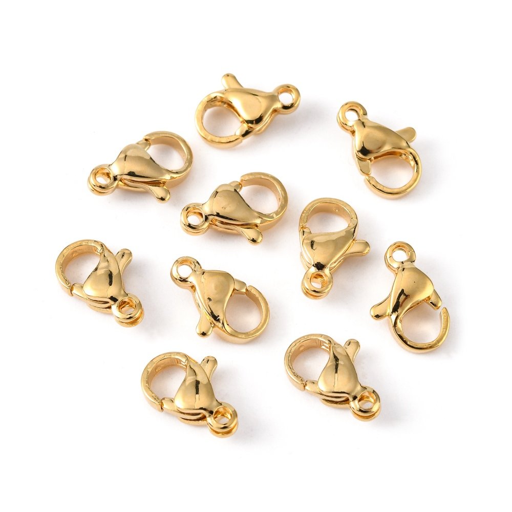 Cierre dorado pico de lora 10x6mm, 5und