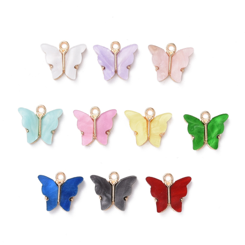 Dije mariposa color variado 4und 14x16.5x3mm