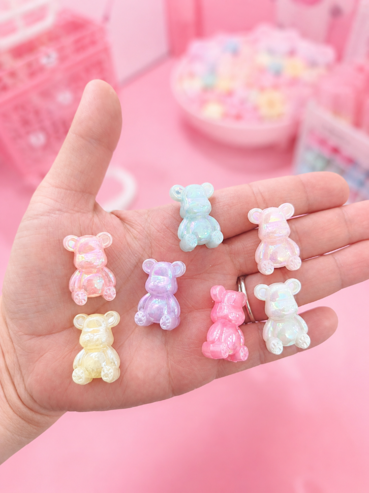Osos acrílico colores variados pastel tornasol 3und