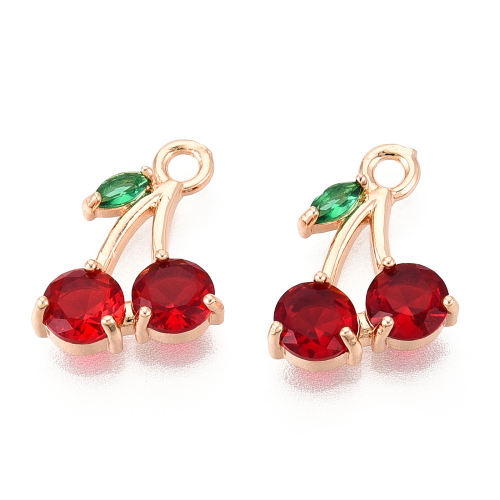 Dije dorado cereza zirconia 13.5x10.6x3mm