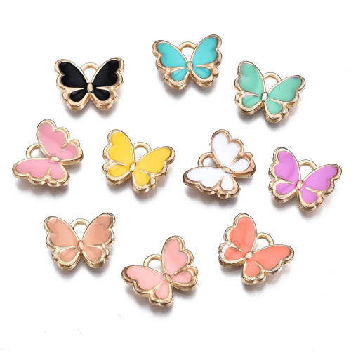 Dijes mariposa esmaltada paquete 4 und