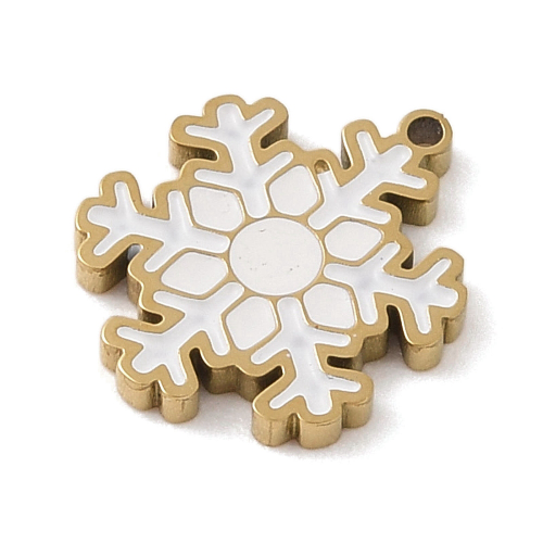 Dije copo de nieve acero dorado 13x10.5x1,5mm 2und