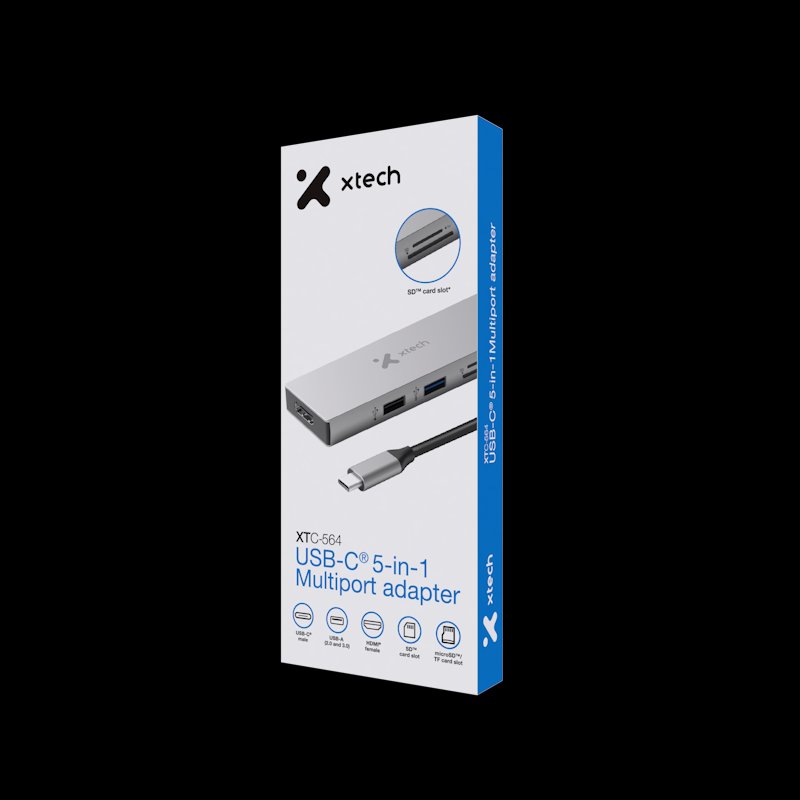 Adaptador multipuertos 5 en 1 tipo C Xtech XTC-564
