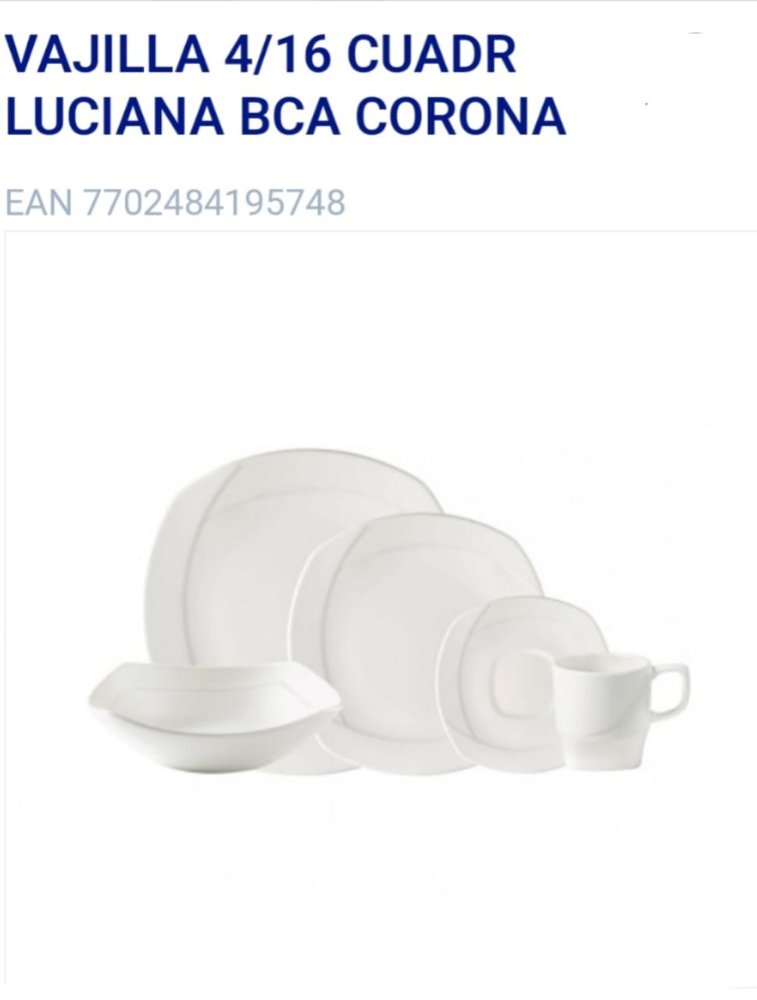 vajilla corona luciana 4 puestos