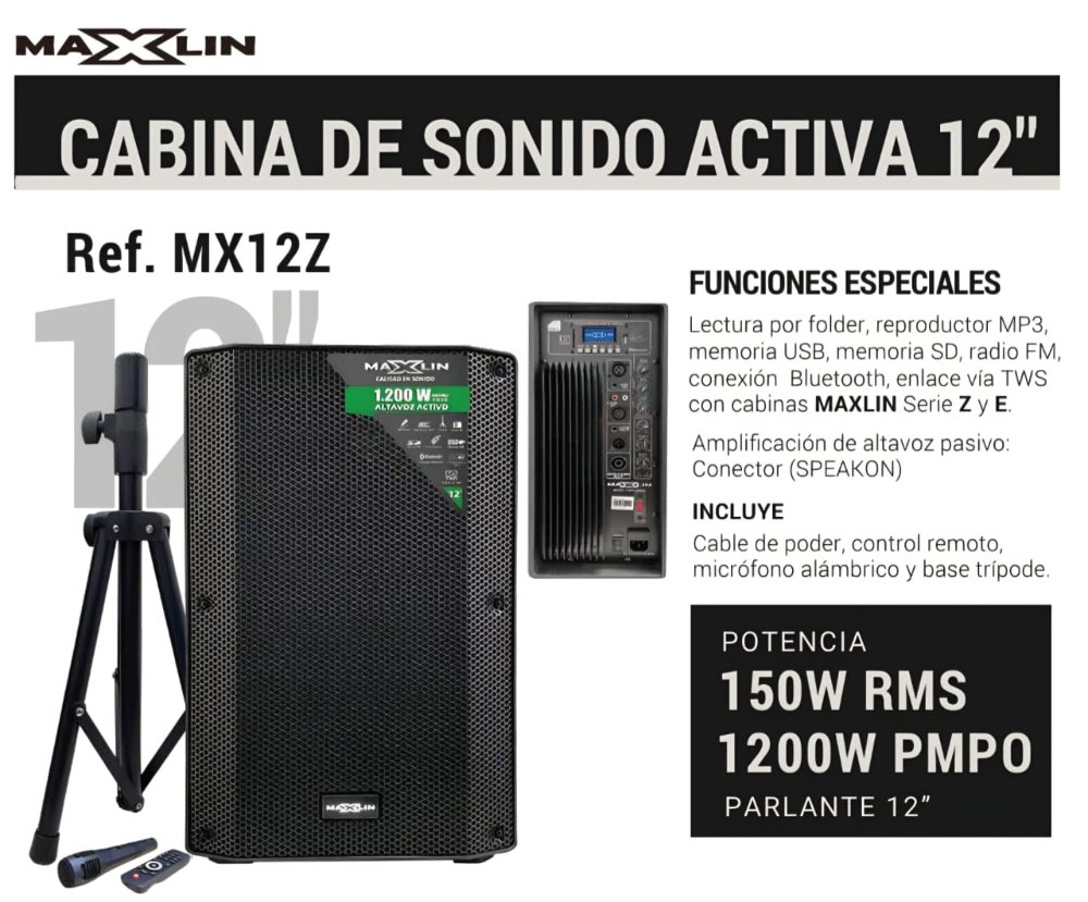 cabina de sonido maxlin 12 pulgadas