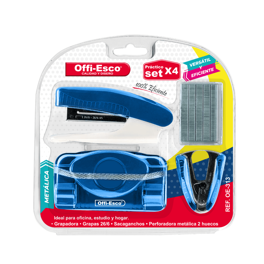 Set Grapadora, Perforadora y Sacaganchos Oe-313 – Offi-Esco
