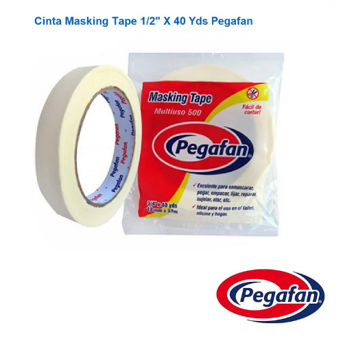 CINTA MASKING TAPE 1/2" X 40 YDS - PEGAFAN 12mmx36.58m
