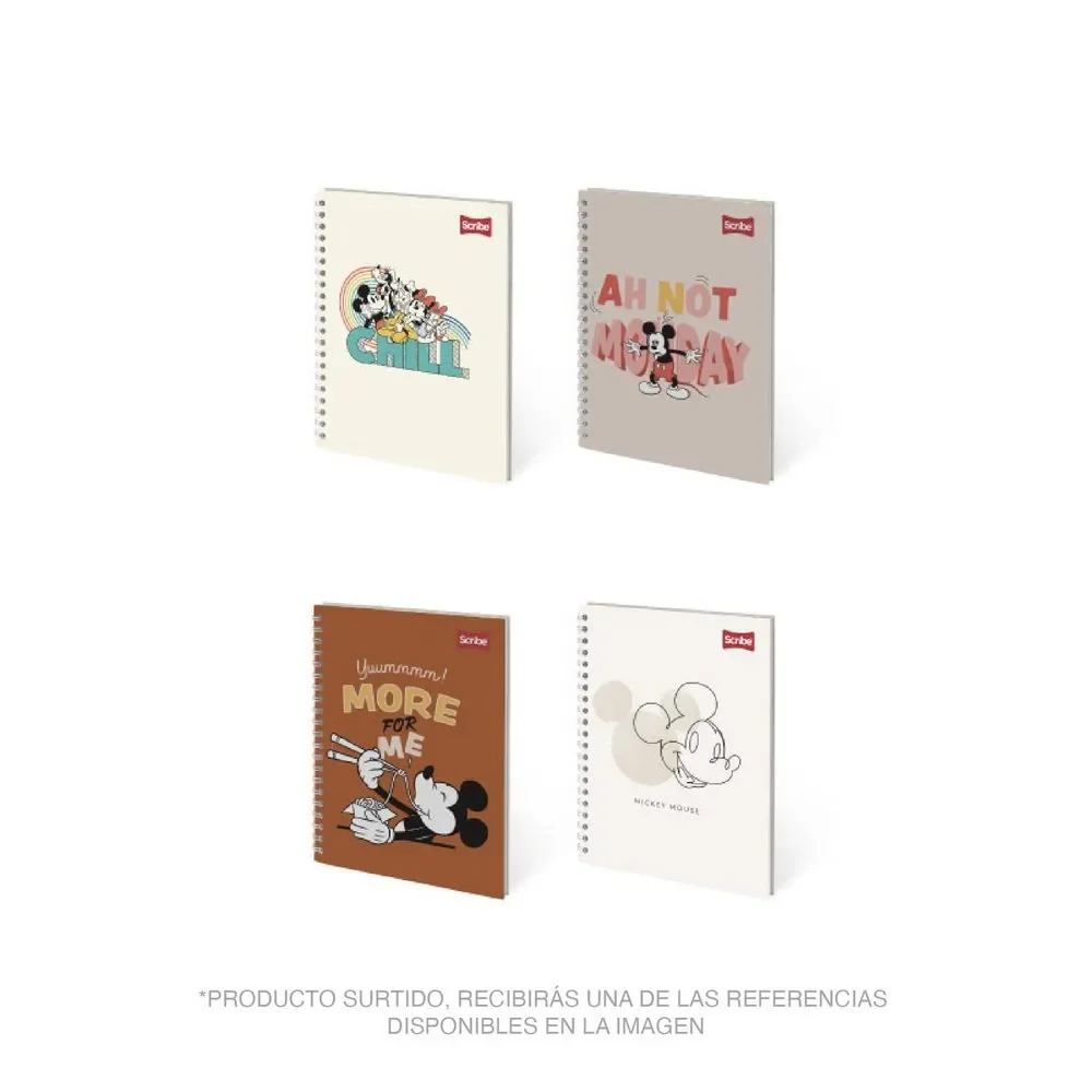 Cuaderno Tapa Dura Mickey Cuadriculado 80 hojas Argollado
