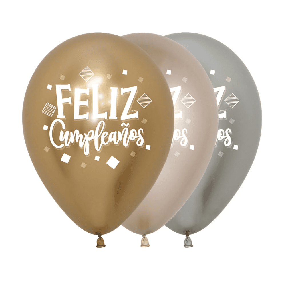 Globo látex estampado de Feliz cumpleaños cuadrados sempertex