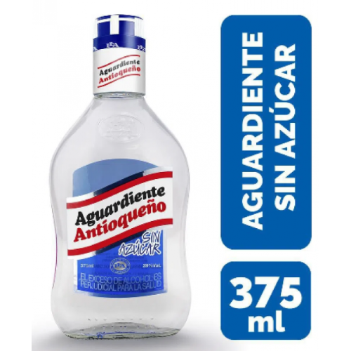 Aguardiente Antioqueño sin azúcar media X 375 Ml azul