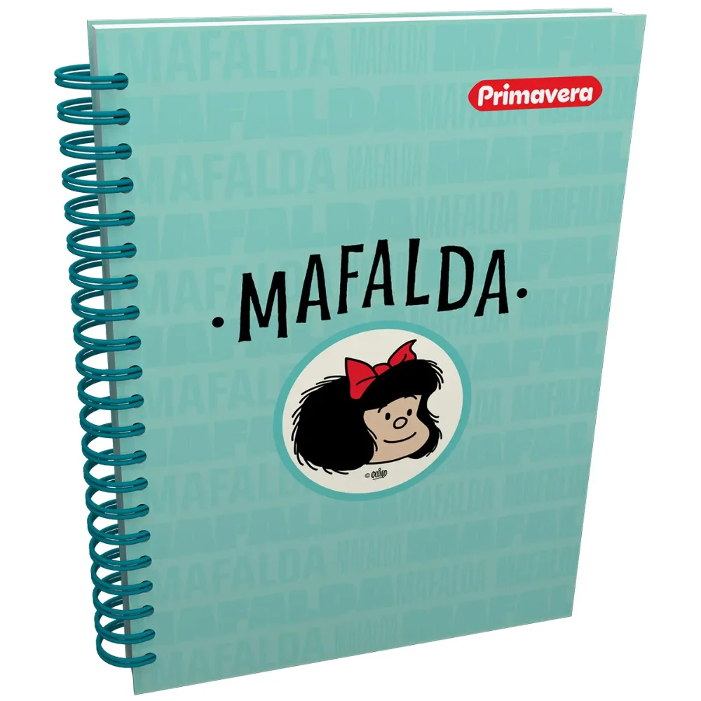 cuaderno 5 materias argollado pasta dura primavera mafalda