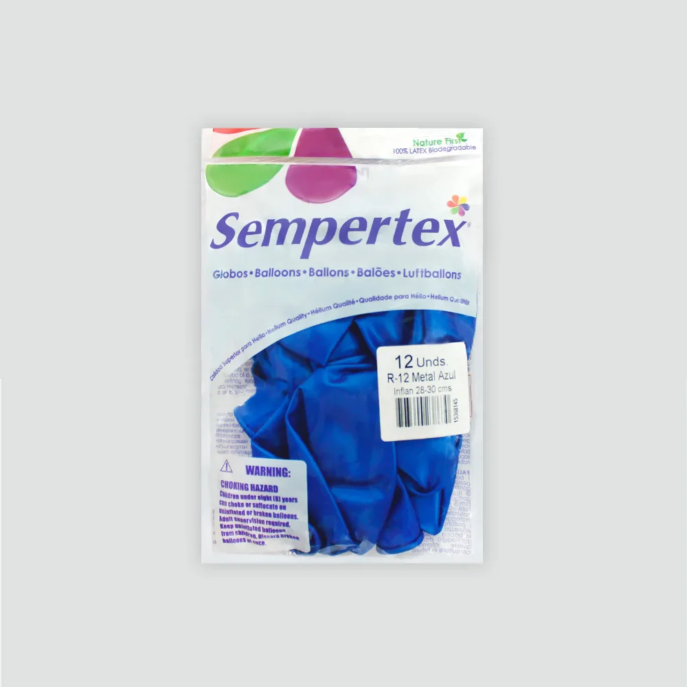 Globo metalizado azul R-12 paquete x 50 unidades Sempertex