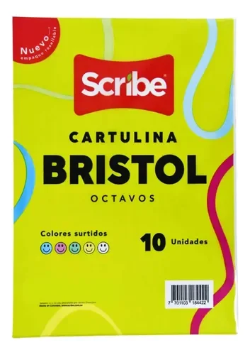 Cartulina Bristol 1/8 X 20h Colores Surtidos Scribe Surtidos