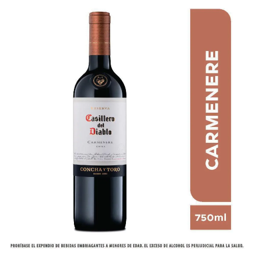 Vino tinto CASILLERO DEL DIABLO reserva Carmenere (750