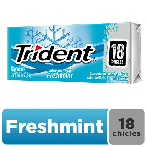 Chicle Trident Freshmint Sin Azucar X18 Chicles