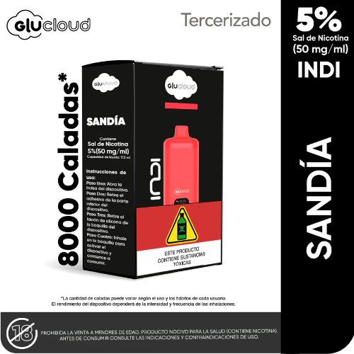 vapeador Glu Cloud sandia Indi 8k 8000 Puff