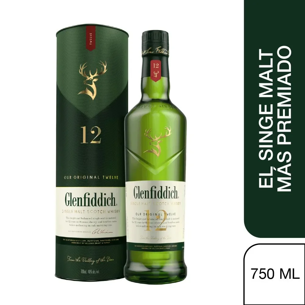 Whisky GLENFIDDICH Single Malt Scotch 12 años (750 ml