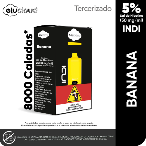 vapeador Glu Cloud banana Indi 8k 8000 Puff