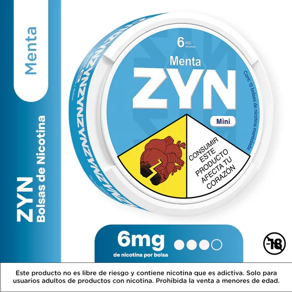 BOLSAS DE NICOTINA ZYN MENTA 6MG