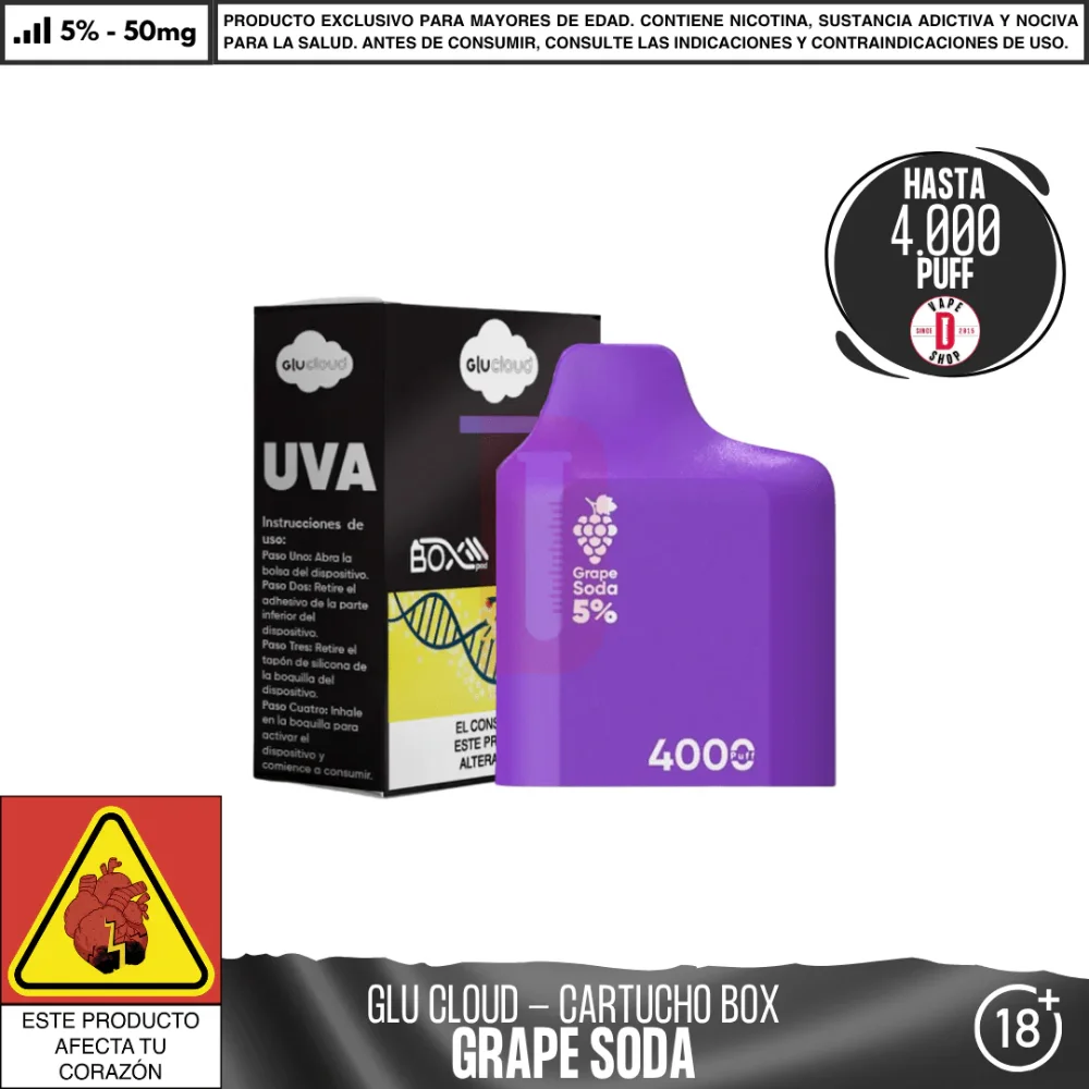 Glu Cloud - Pod BoxPod uva 4.000 PUFF recarga