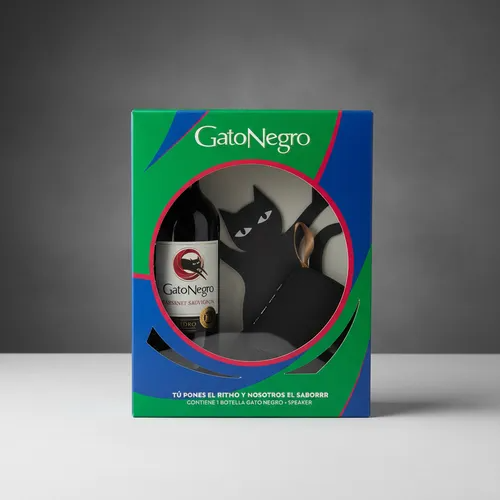 Combo Vino Gato Negro 750ml + Parlante