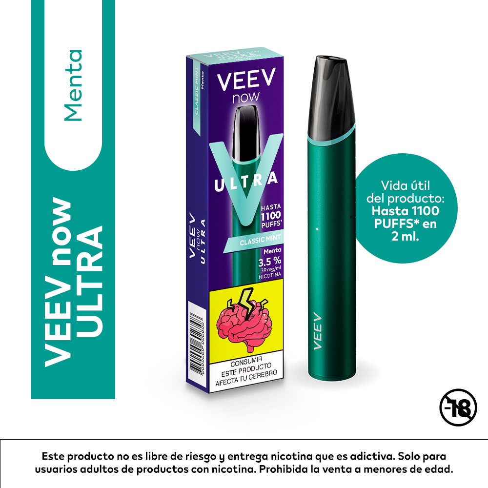 Vapeador Veev Now Ultra Classic Mint 3.5% 1.100puff