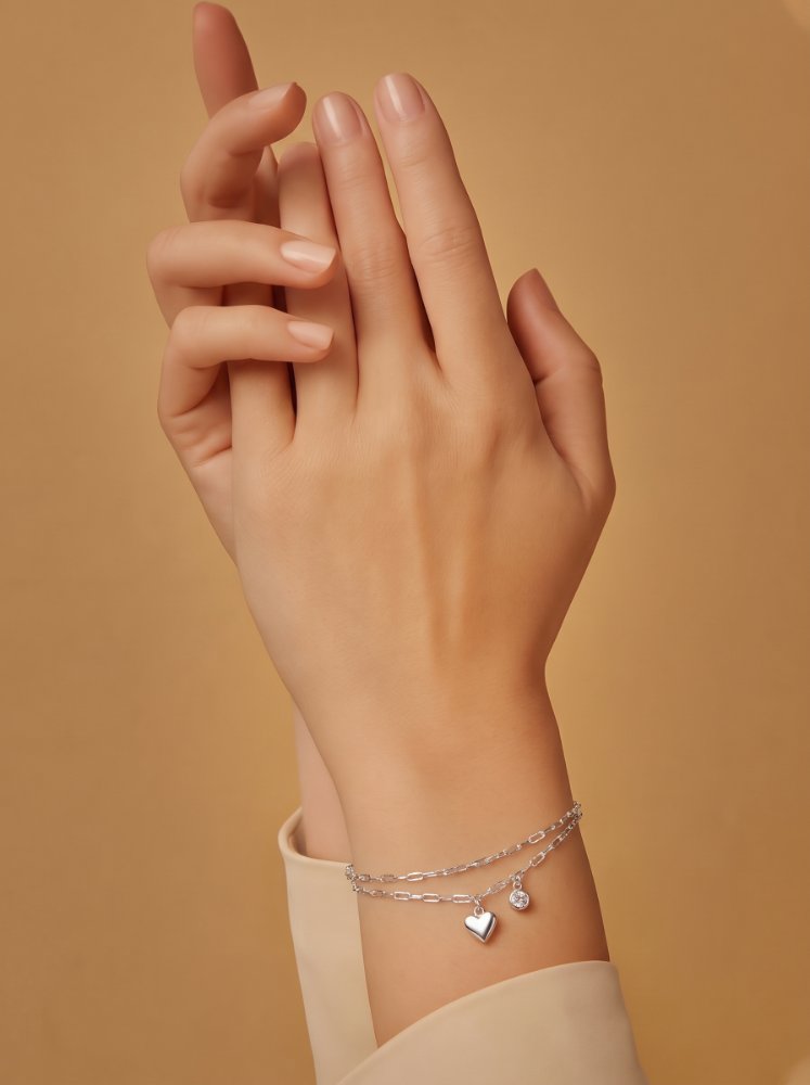 Pulsera doble de corazón