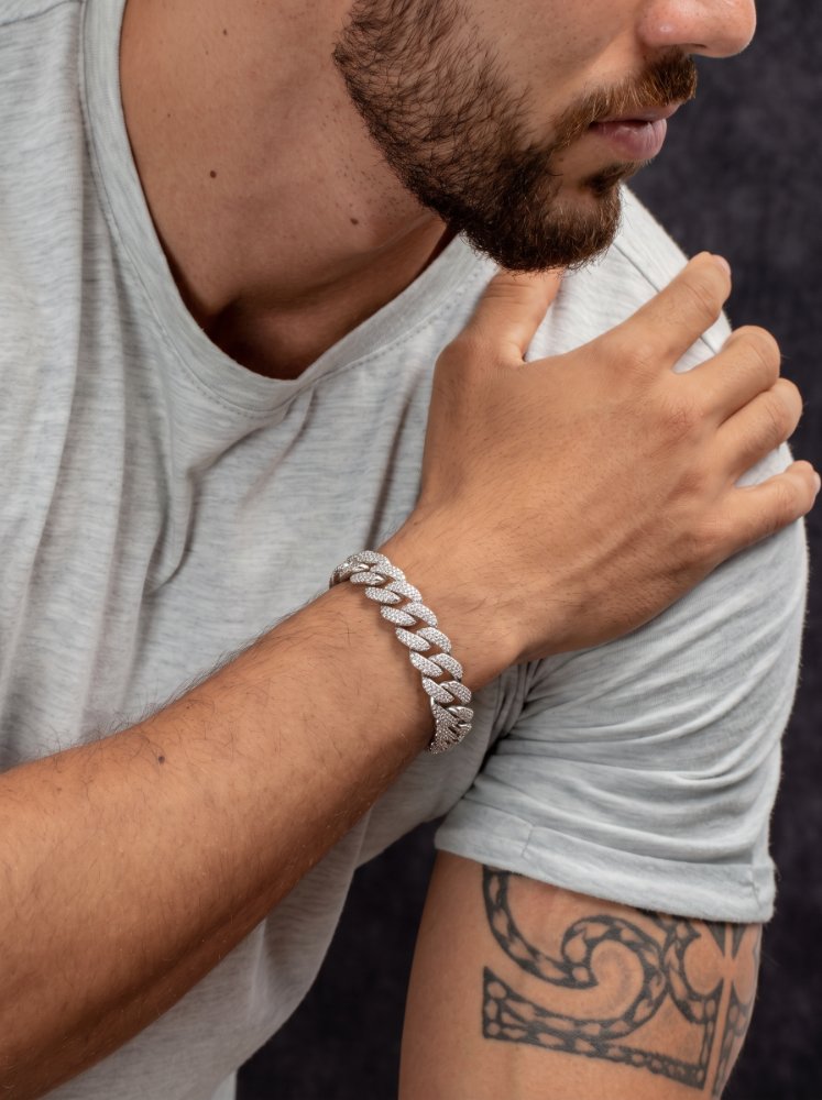 Pulsera hombre cubana con sircones