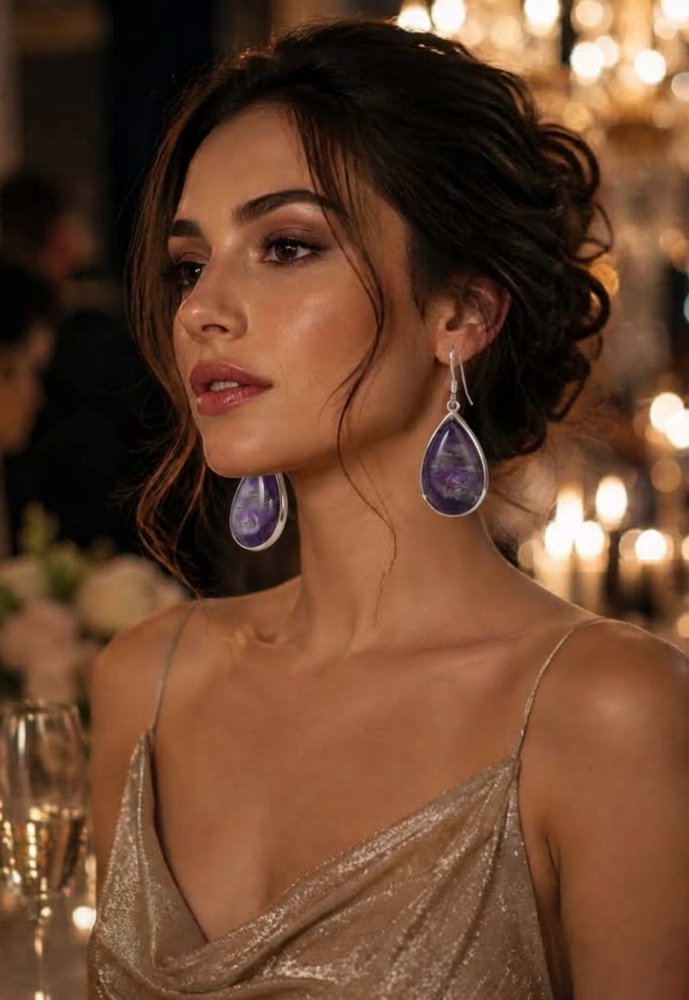 Aretes gota morados