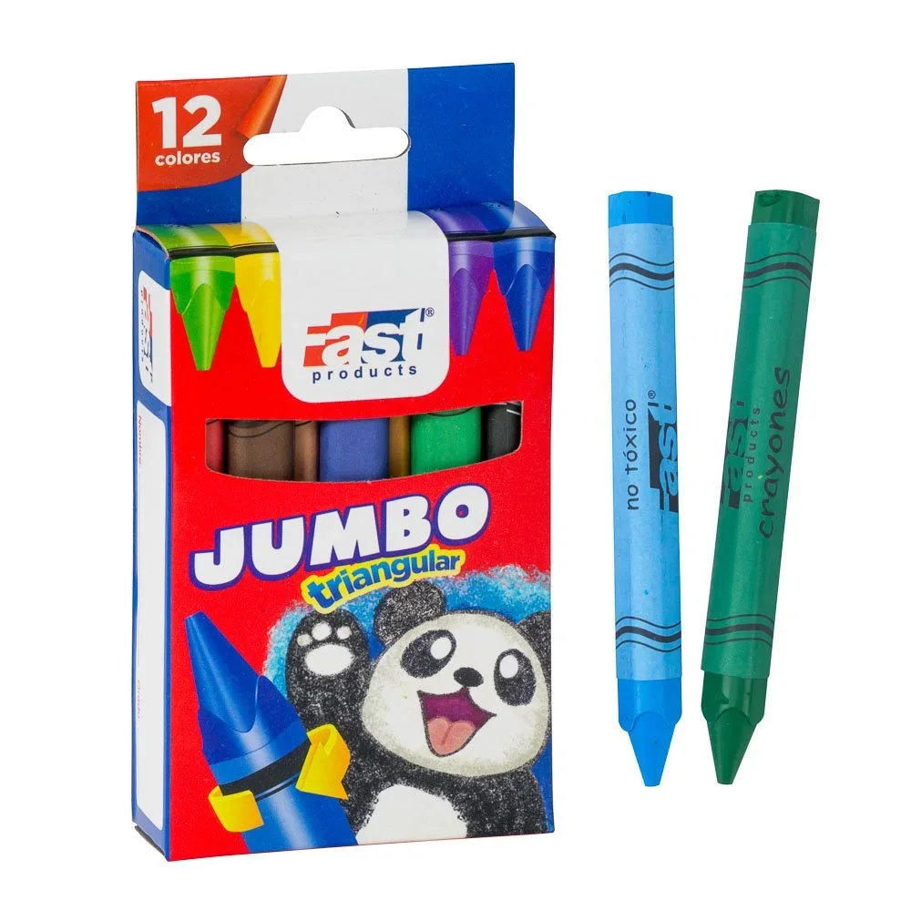 CRAYON DE CERA FAST TRIANGULAR 12 COLORES JUMBO