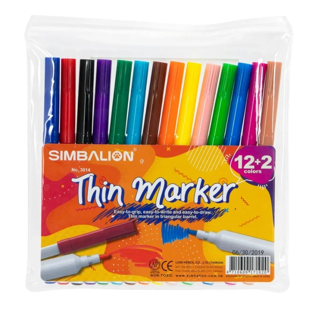 MARCADORES EN ESTUCHE SIMBALION PUNTA FINA 12+2