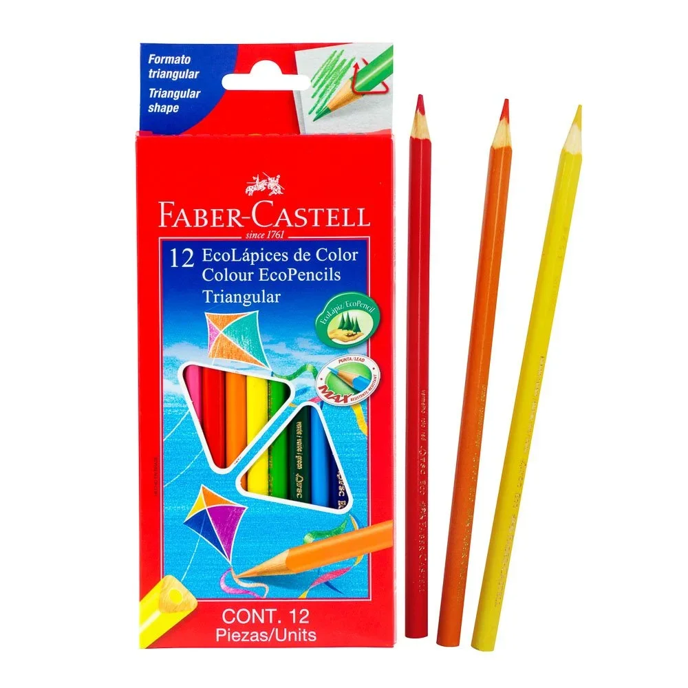 CRAYON DE MADERA FABER CASTELL 12 COLORES LARGO