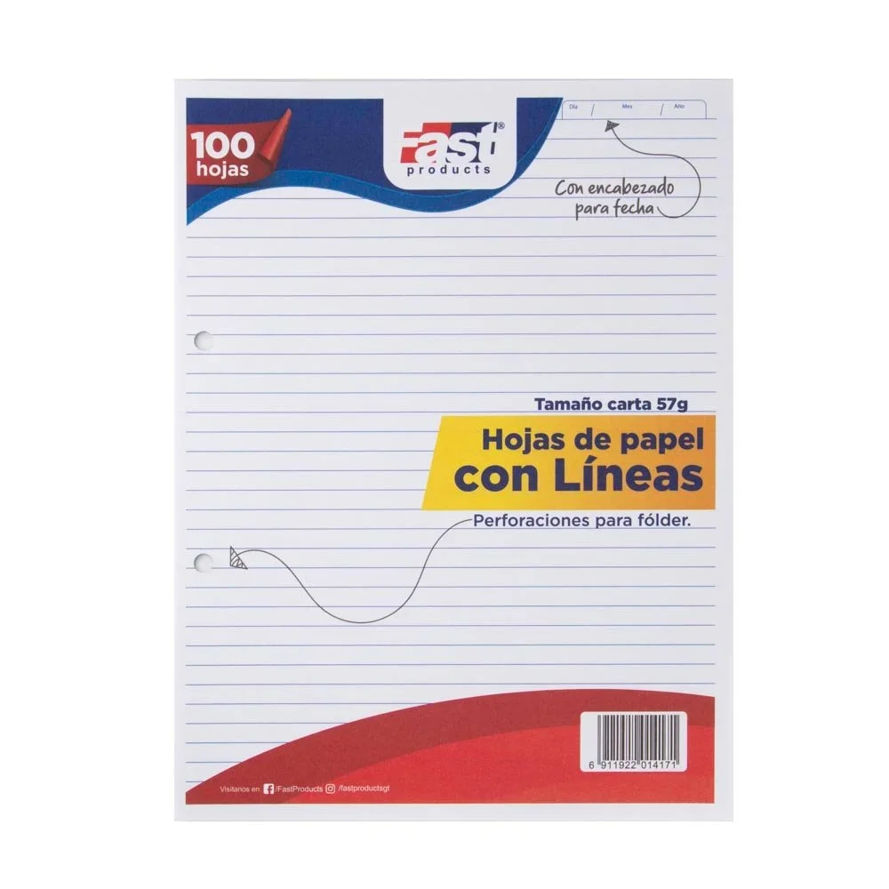 HOJAS CARTA FAST BX100 RAYADAS