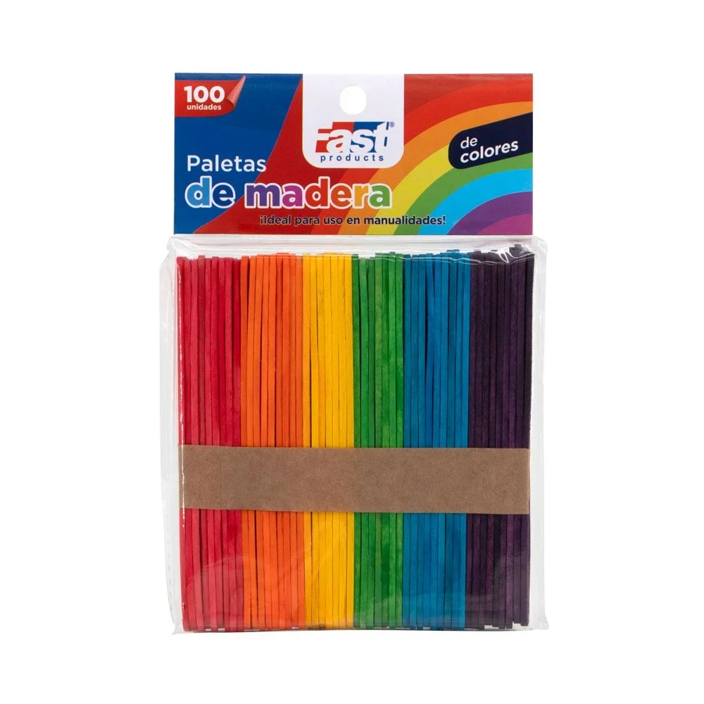 PALETAS DE MADERA FAST BX100 DELGADA COLORES