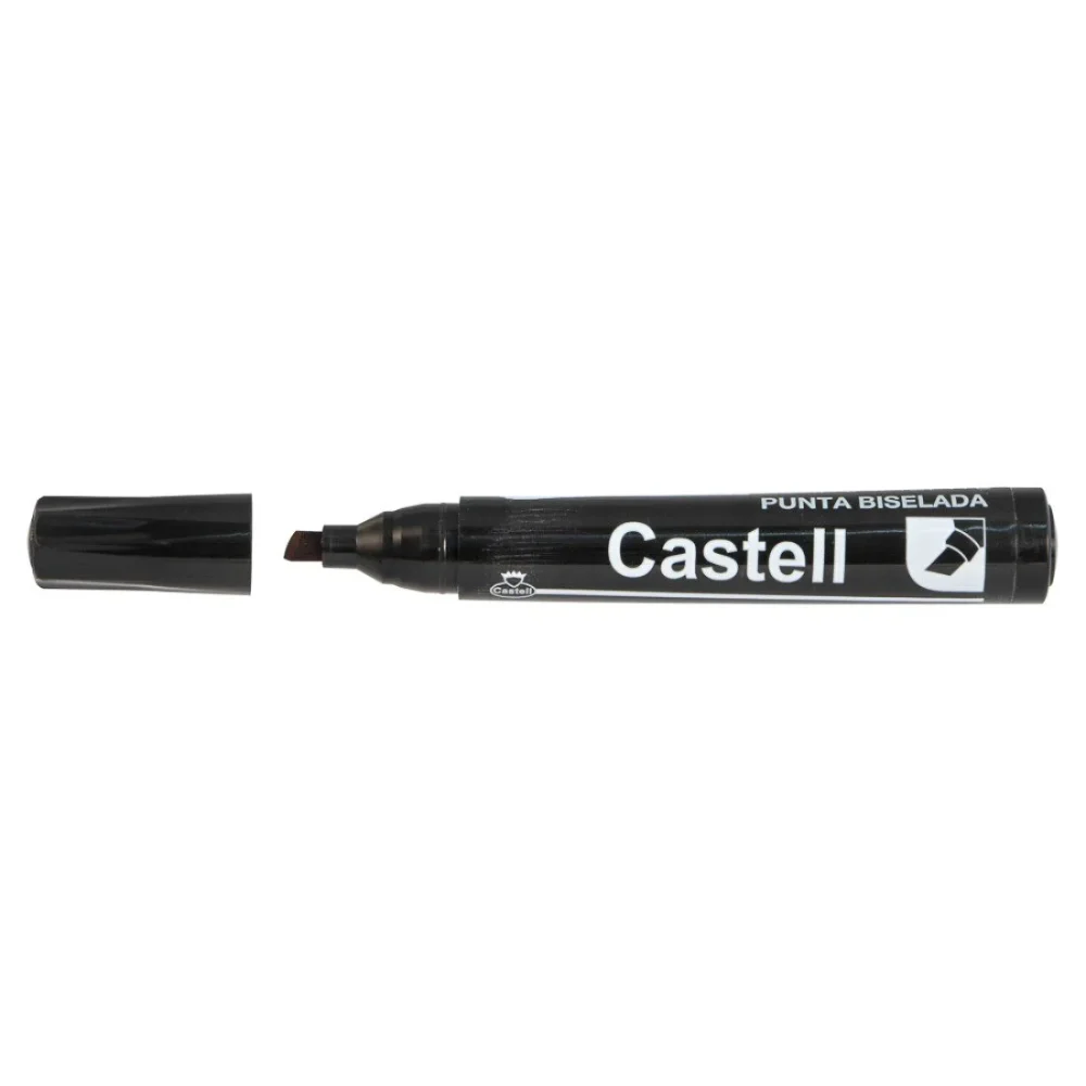 MARCADOR CASTELL PERMANENTE PUNTA BISELADA NEGRO