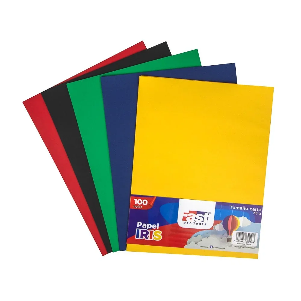 PAPEL BOND 75G FAST 100 UNIDADES CARTA COLORES BASICOS