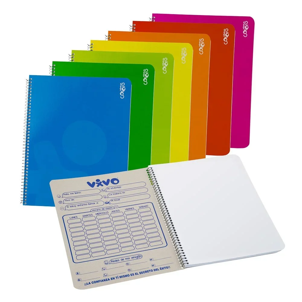 CUADERNO CON ESPIRAL VIVO 100H 240289 LISO