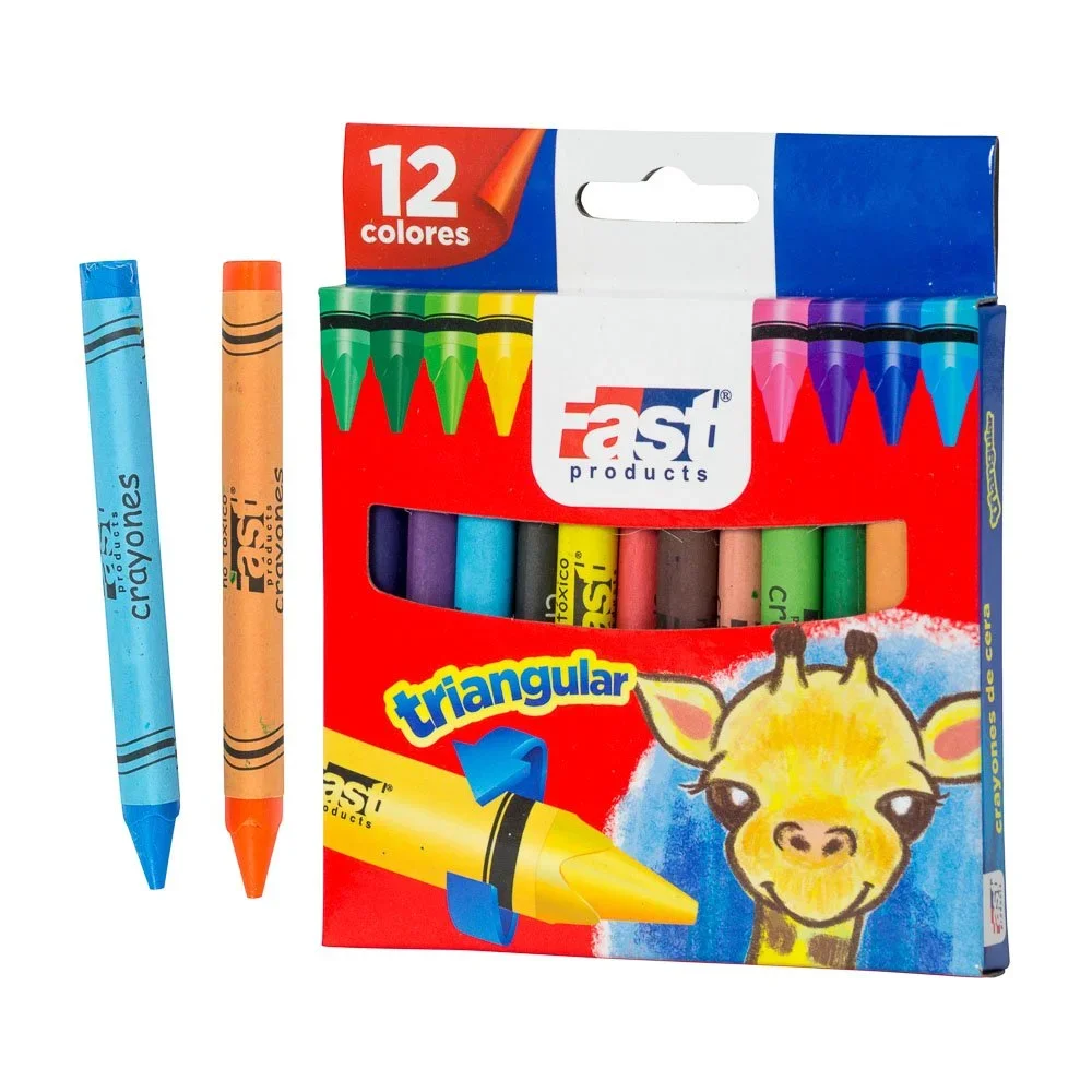 CRAYON DE CERA FAST TRIANGULAR 12 COLORES REGULAR