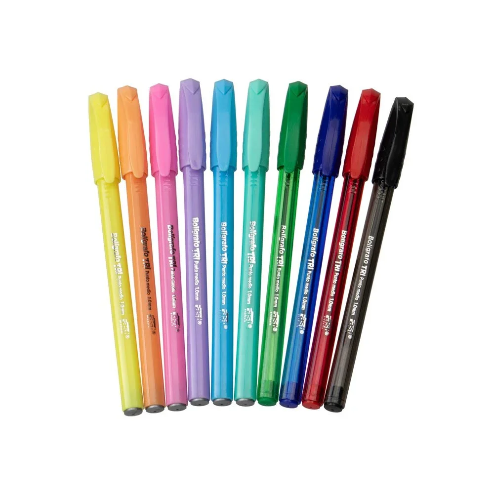 BOLIGRAFO FAST TRI MEDIANO 1.0MM PASTEL BX10 COLORES