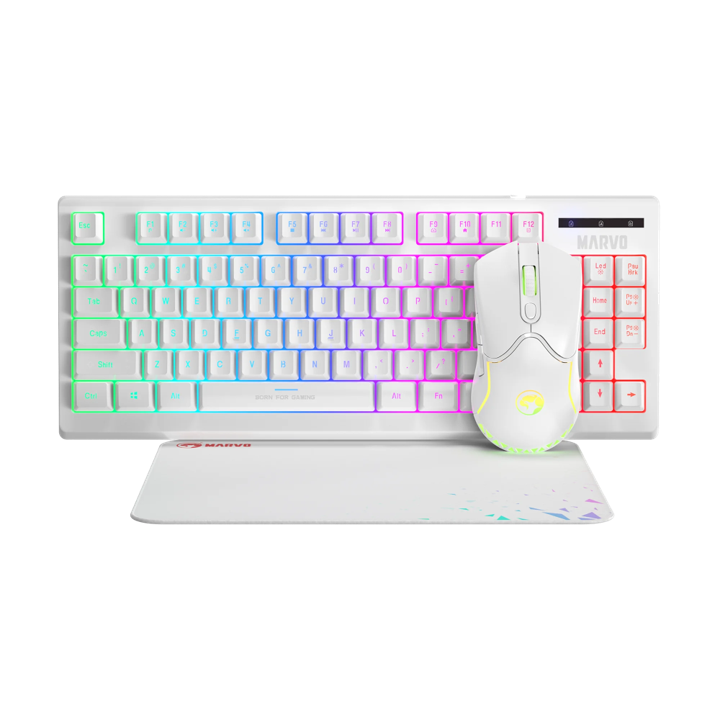 COMBO MARVO TECLADO MOUSE / MOUSE PAD LOOT 30 BLANCO