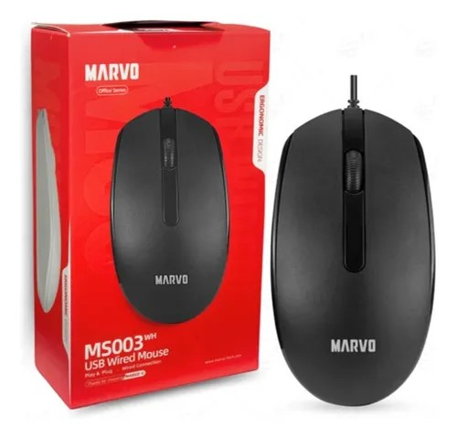 MOUSE MARVO ESTANDAR NEGRO MS003