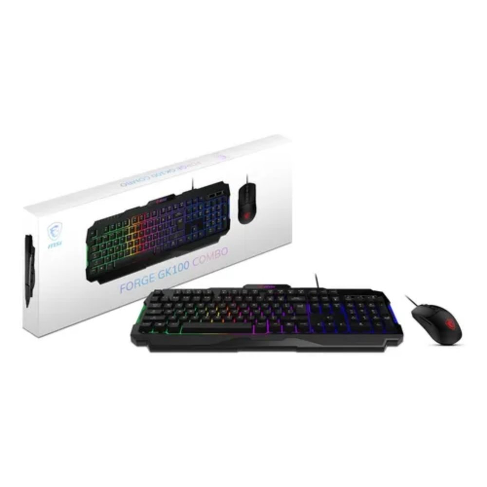 COMBO TECLADO MOUSE GAMER MSI FORCE GK100 6400 DPI RGB