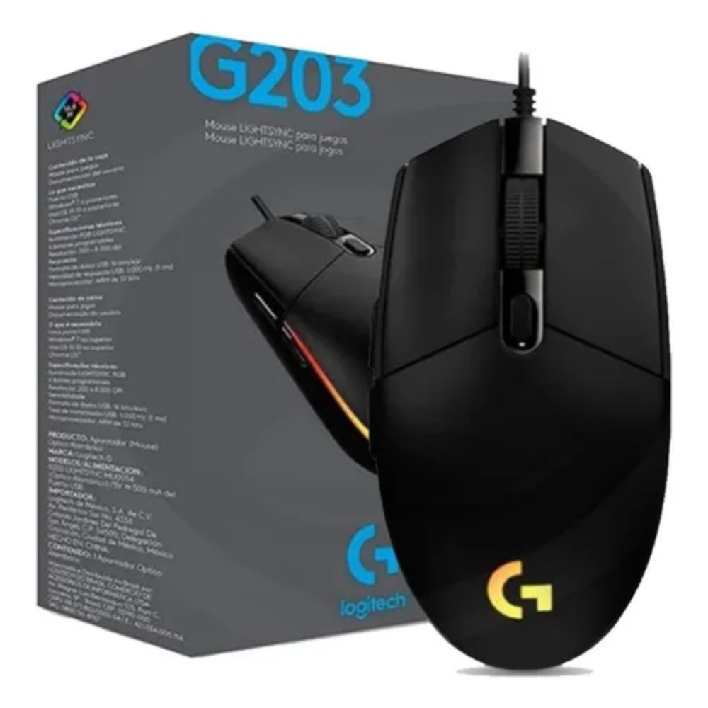 MOUSE GAMER LOGITECH G203 NEGRO LIGHTSYNC