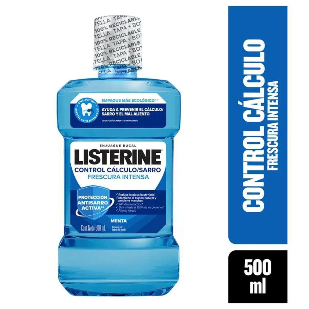 Enjuague Bucal Listerine Control Cálculo/Sarro Frescura Intensa 500ml