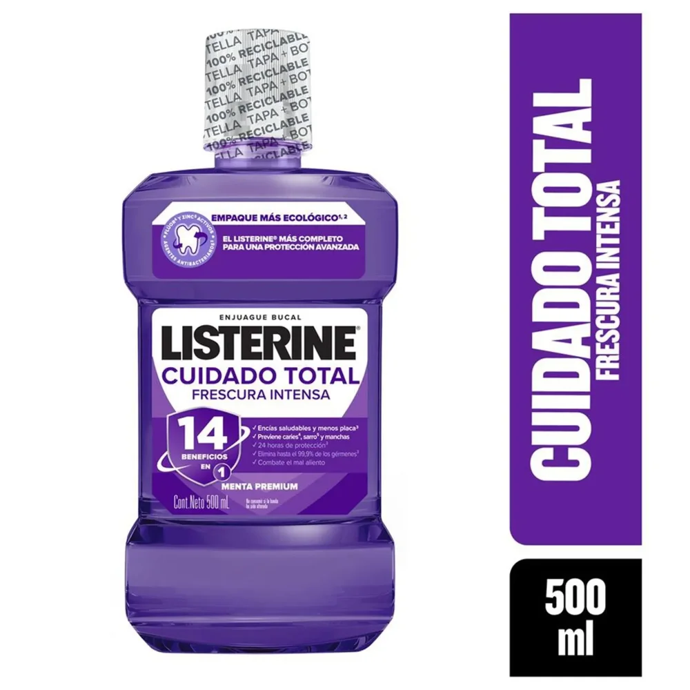 Enjuague Bucal Listerine Cuidado Total Frescura Intensa 500 ml